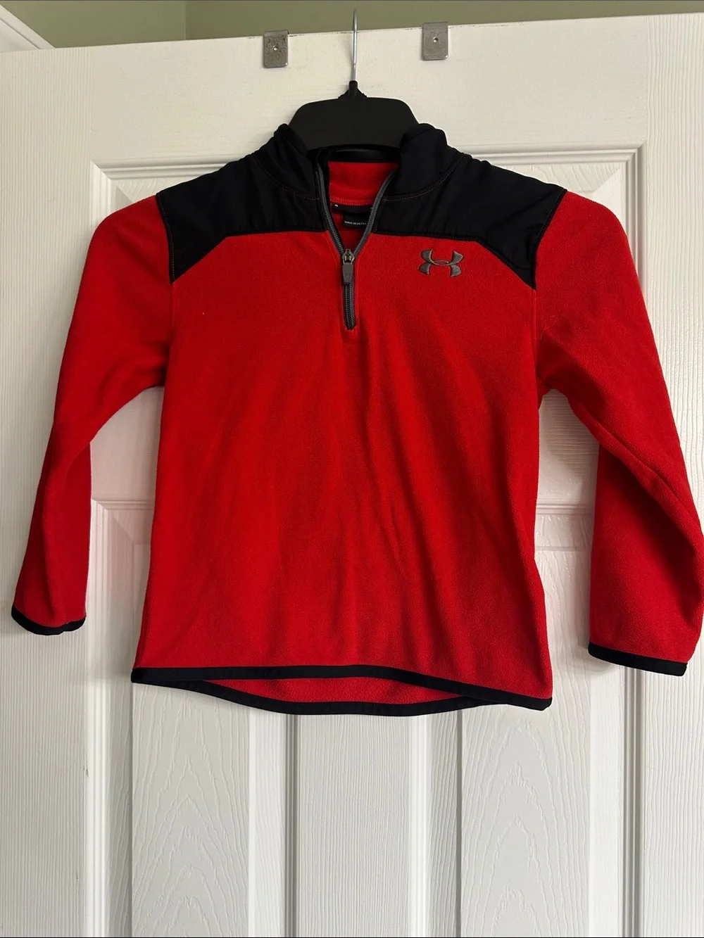 Under Armour Red and Black Kids' Quarter-Zip Puffer Jacket